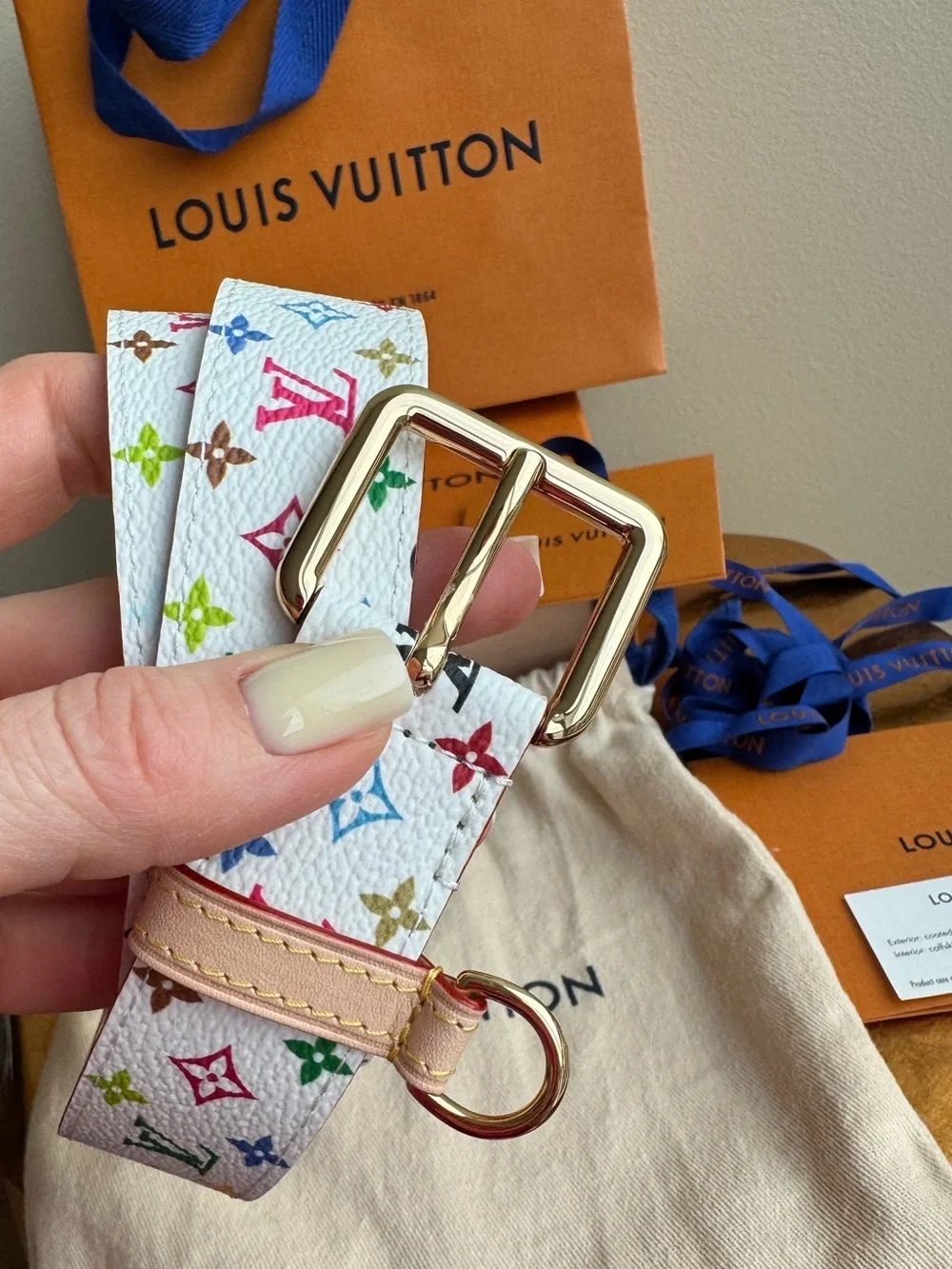 NWT Louis Vuitton x Takashi Murakami - LV D-Ring 30mm belt, size 80cm (32 in)